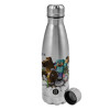 Metallic water bottle, stainless steel, 750ml