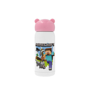 Minecraft Alex and friends, Ροζ ανοξείδωτο παγούρι θερμό (Stainless steel), 320ml