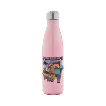 Minecraft Alex, Metal mug thermos Pink Iridiscent (Stainless steel), double wall, 500ml