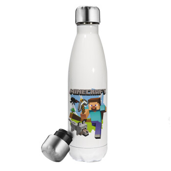 Minecraft Alex and friends, Metal mug thermos White (Stainless steel), double wall, 500ml