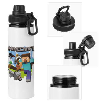 Minecraft Alex and friends, Metal water bottle with safety cap, aluminum 850ml