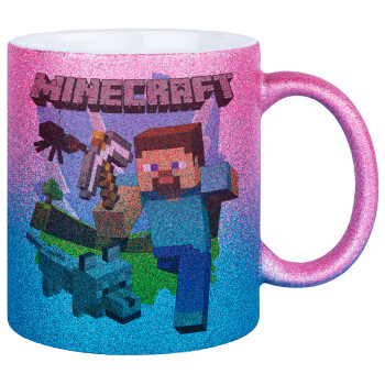 Minecraft Alex, Κούπα Χρυσή/Μπλε Glitter, κεραμική, 330ml