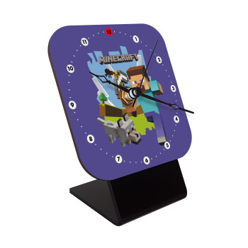 Minecraft Alex and friends, Quartz Wooden table clock with hands (10cm)