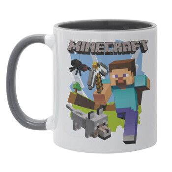 Minecraft Alex and friends, Κούπα χρωματιστή γκρι, κεραμική, 330ml