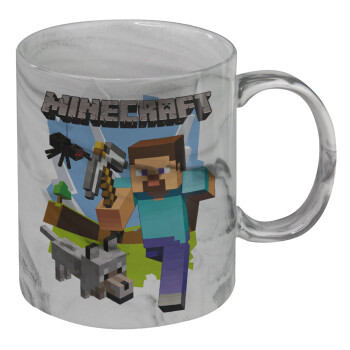 Minecraft Alex and friends, Κούπα κεραμική, marble style (μάρμαρο), 330ml