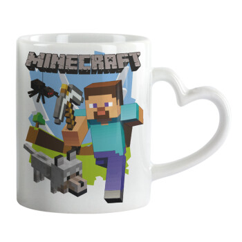 Minecraft Alex and friends, Mug heart handle, ceramic, 330ml