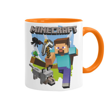 Minecraft Alex and friends, Mug colored orange, ceramic, 330ml