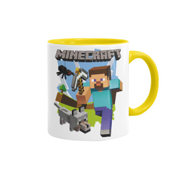 Minecraft Alex and friends, Κούπα χρωματιστή κίτρινη, κεραμική, 330ml