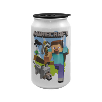 Minecraft Alex and friends, Κούπα ταξιδιού μεταλλική με καπάκι (tin-can) 500ml