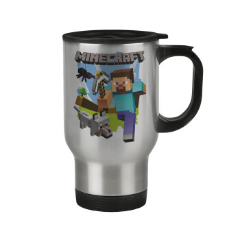 Minecraft Alex and friends, Stainless steel travel mug with lid, double wall 450ml