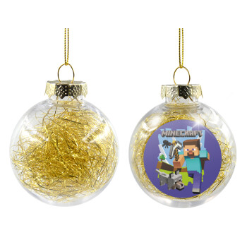 Minecraft Alex and friends, Transparent Christmas tree ball ornament with gold filling 8cm