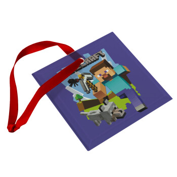 Minecraft Alex, Christmas ornament, glass square ornament 9x9cm