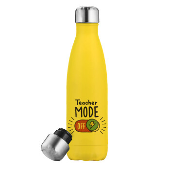 Teacher mode, Yellow Stainless Steel Metallic Thermos, double-walled, 500ml