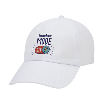 Teacher mode, Καπέλο Ενηλίκων Baseball Λευκό 5-φύλλο (POLYESTER, ΕΝΗΛΙΚΩΝ, UNISEX, ONE SIZE)