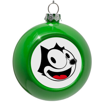 Felix the cat, Green Christmas tree ornament bauble 8cm