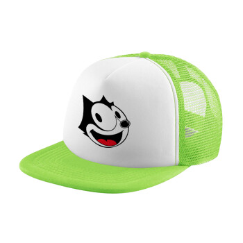 Felix the cat, Καπέλο παιδικό Soft Trucker με Δίχτυ ΠΡΑΣΙΝΟ/ΛΕΥΚΟ (POLYESTER, ΠΑΙΔΙΚΟ, ONE SIZE)