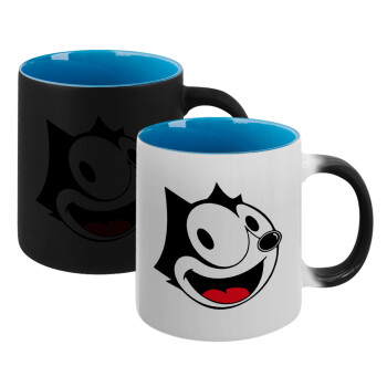 Felix the cat, Κούπα Μαγική εσωτερικό μπλε, κεραμική 330ml που αλλάζει χρώμα με το ζεστό ρόφημα (1 τεμάχιο)