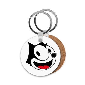 Felix the cat, Μπρελόκ Ξύλινο στρογγυλό MDF Φ5cm