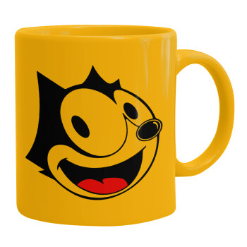 Felix the cat, Ceramic coffee mug yellow, 330ml (1pcs)