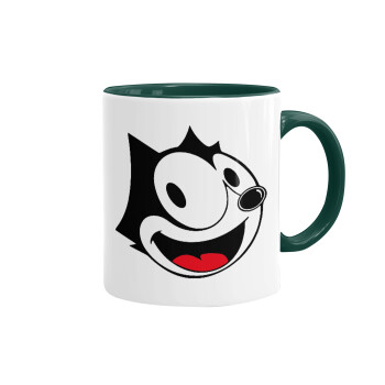 Felix the cat, Κούπα χρωματιστή πράσινη, κεραμική, 330ml