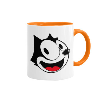 Felix the cat, Mug colored orange, ceramic, 330ml