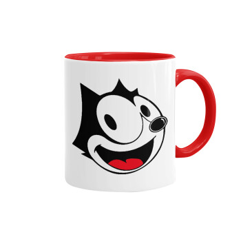 Felix the cat, Κούπα χρωματιστή κόκκινη, κεραμική, 330ml