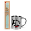 Easter Set, metallic thermal cup (300ml) & aromatic flat Easter candle (30cm) (TURQUOISE)