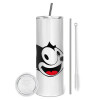 Eco friendly stainless steel tumbler 600ml, with metal straw & cleaning brush