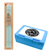 Easter Set, children's snack container BLUE & Easter aromatic flat candle (30cm) (TURQUOISE)