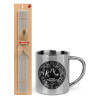 Easter Set, metallic thermal cup (300ml) & Easter aromatic flat candle (30cm) (GRAY)