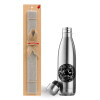 Easter Set, metallic stainless thermos flask (500ml) & scented flat Easter candle (30cm) (GRAY)