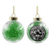 Transparent Christmas tree ball ornament with green filling 8cm