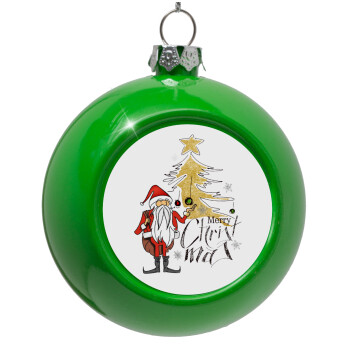 Santa Claus gold, Green Christmas tree ornament bauble 8cm