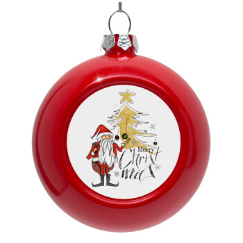 Santa Claus gold, Red Christmas tree ornament bauble 8cm