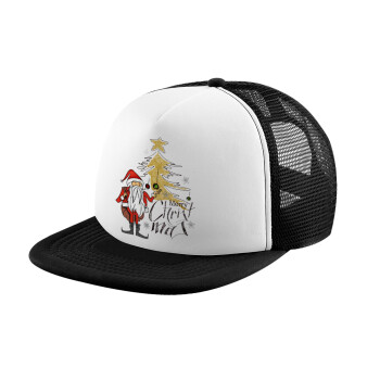 Santa Claus gold, Καπέλο παιδικό Soft Trucker με Δίχτυ ΜΑΥΡΟ/ΛΕΥΚΟ (POLYESTER, ΠΑΙΔΙΚΟ, ONE SIZE)