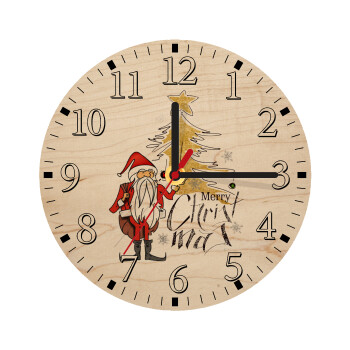 Santa Claus gold, Ρολόι τοίχου ξύλινο plywood (20cm)