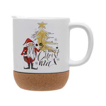 Santa Claus gold, Ceramic coffee mug Cork (MAT), 330ml (1pcs)