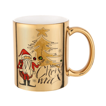 Santa Claus gold, Mug ceramic, gold mirror, 330ml