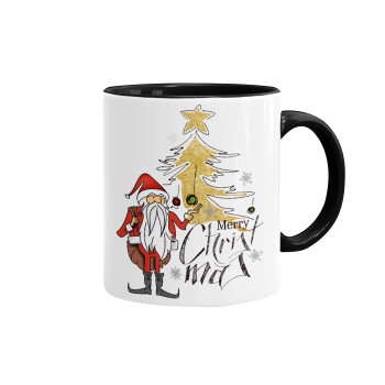 Santa Claus gold, Mug colored black, ceramic, 330ml