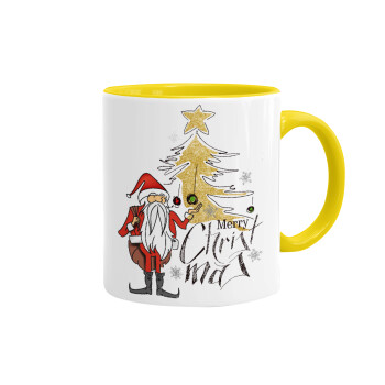 Santa Claus gold, Mug colored yellow, ceramic, 330ml
