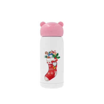 Xmas boot, Pink stainless steel thermal flask, 320ml