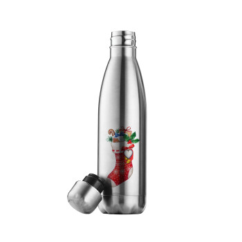 Xmas boot, Μεταλλικό παγούρι θερμός Inox (Stainless steel), διπλού τοιχώματος, 500ml