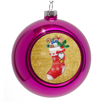 Xmas boot, Purple Christmas tree ornament bauble 8cm