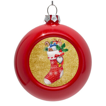 Xmas boot, Red Christmas tree ornament bauble 8cm