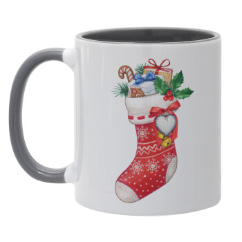 Xmas boot, Mug colored grey, ceramic, 330ml