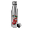 Metallic water bottle, stainless steel, 750ml