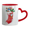 Mug heart red handle, ceramic, 330ml