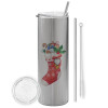 Eco friendly stainless steel Silver tumbler 600ml, with metal straw & cleaning brush