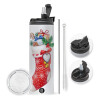 Travel Tumbler 2 Lids, with metal straw & cleaning brush (Stainless steel 304 Food grade, BPA free, 600ml)