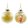 Transparent Christmas tree ball ornament with gold filling 8cm